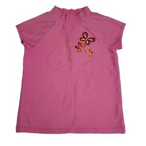 Circo Girls Pink Butterflies Short Sleeve Rash Guard Size 5T Swim